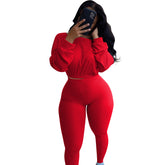 Ladies Fashion Ribbed Athleisure Suit