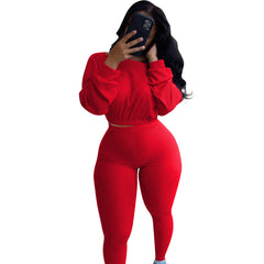 Ladies Fashion Ribbed Athleisure Suit