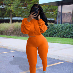 Ladies Fashion Ribbed Athleisure Suit