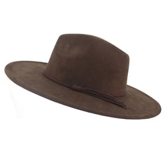 Vegan Suede 9.5cm Wide Brim Fedora Hat