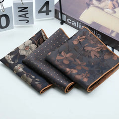 24cm Men's Formal Dress Polyester Pocket Square British Brown Flower Handkerchief Suit Accessories Towel Gentleman Tuxedo Hanky