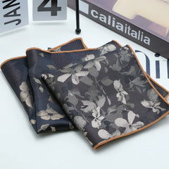 24cm Men's Formal Dress Polyester Pocket Square British Brown Flower Handkerchief Suit Accessories Towel Gentleman Tuxedo Hanky