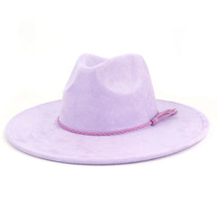 Vegan Suede 9.5cm Wide Brim Fedora Hat