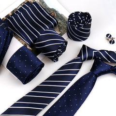 Fashion Elegant Necktie and Handkerchief w/ Cufflinks (3 Pcs Suit Accessory Set)