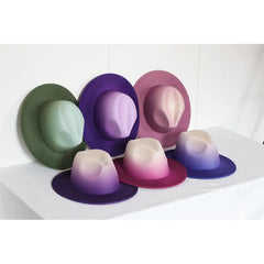 Gradient two-tone tweed flat-brimmed Fedora (unisex)