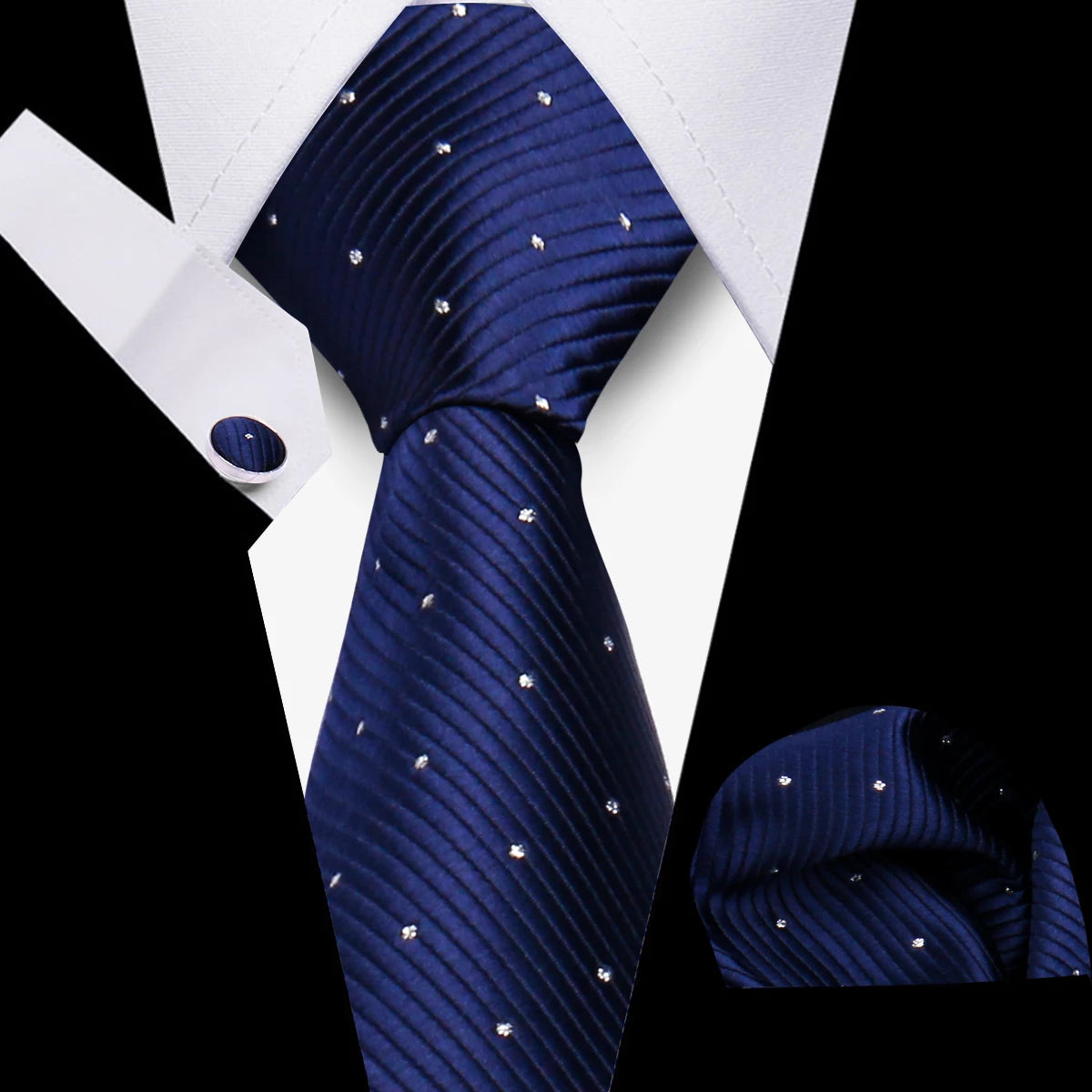 Fashion Elegant Necktie and  Handkerchief w/ Cufflinks (3 Pcs Suit Accessory Set)