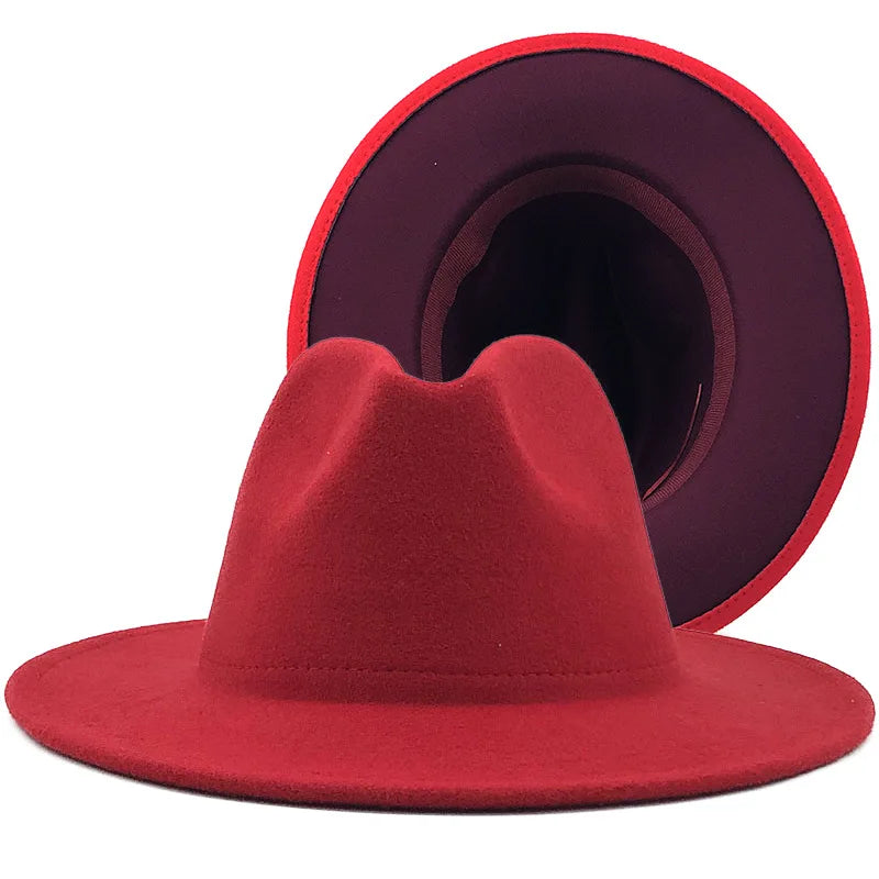 Wool Felt Fedora Hat Wide Brim for Women & Men