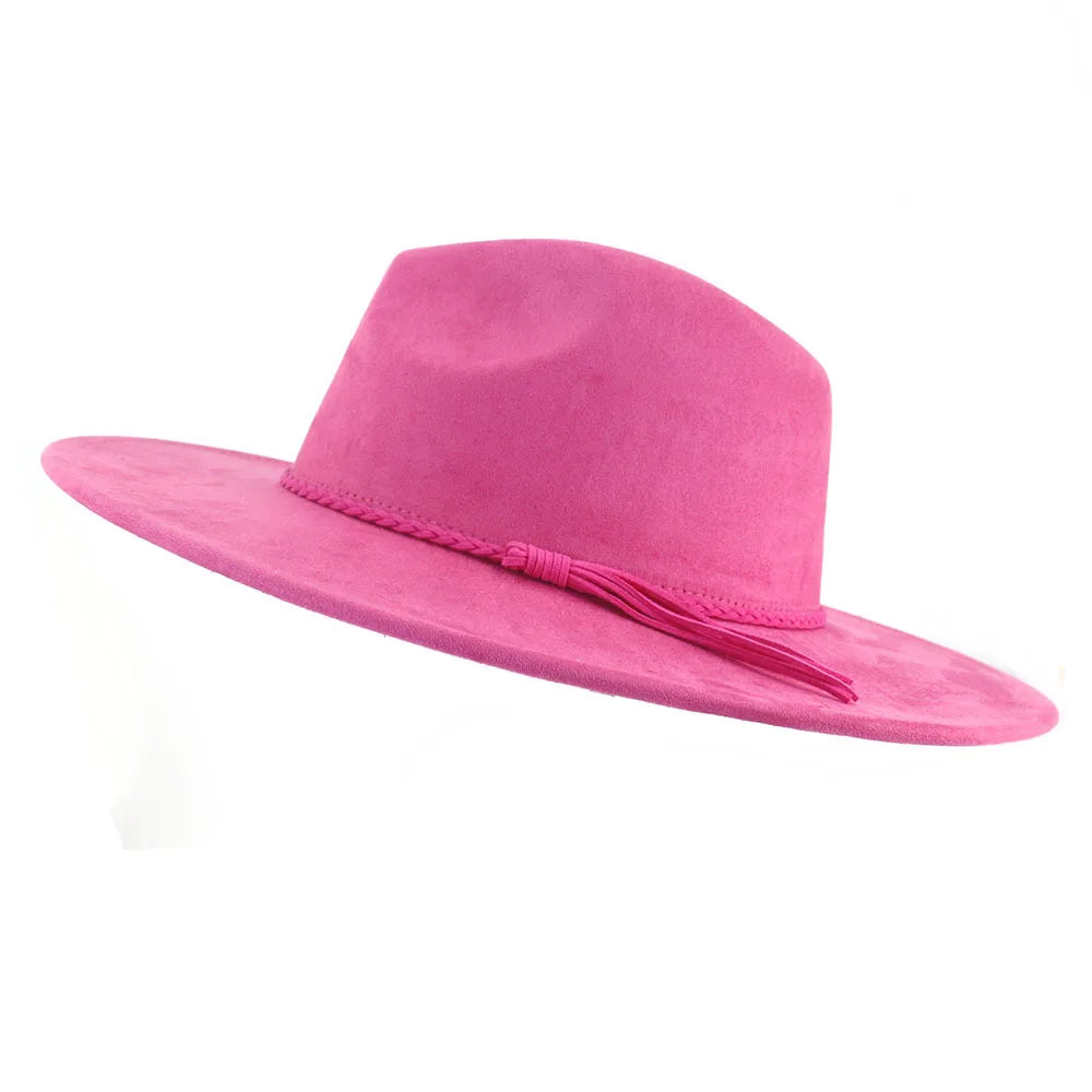 Vegan Suede 9.5cm Wide Brim Fedora Hat