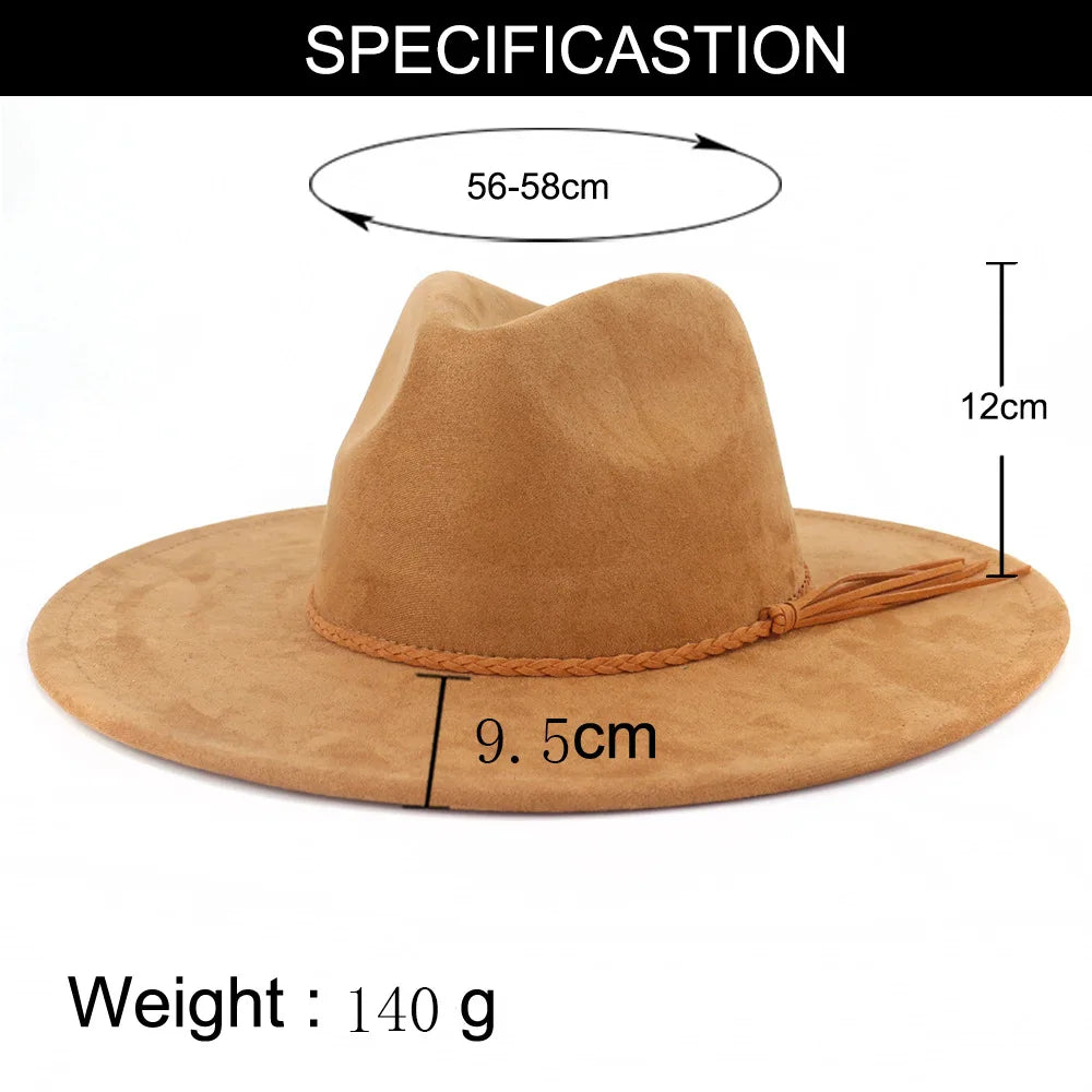 Vegan Suede 9.5cm Wide Brim Fedora Hat