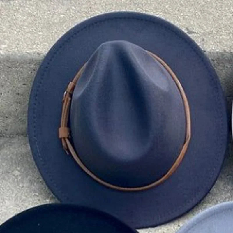 Gradient two-tone tweed flat-brimmed Fedora (unisex)