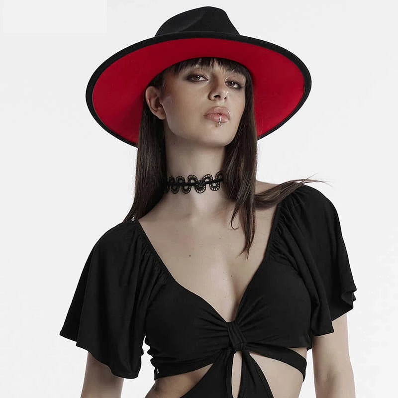 Wool Felt Fedora Hat Wide Brim for Women & Men