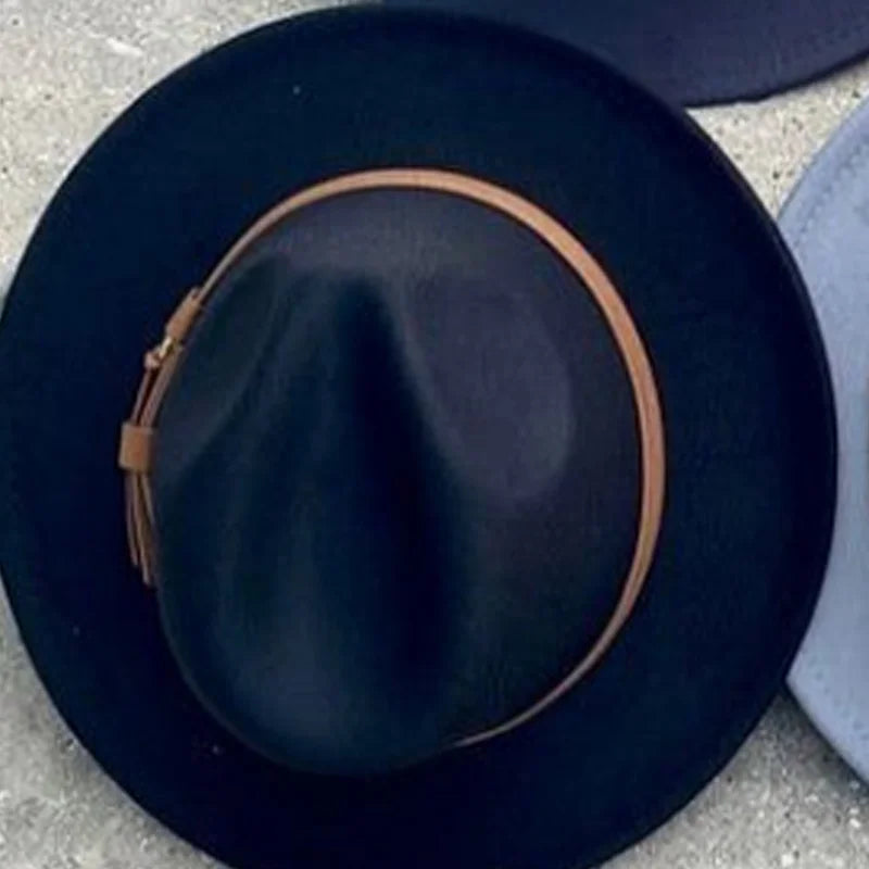 Gradient two-tone tweed flat-brimmed Fedora (unisex)