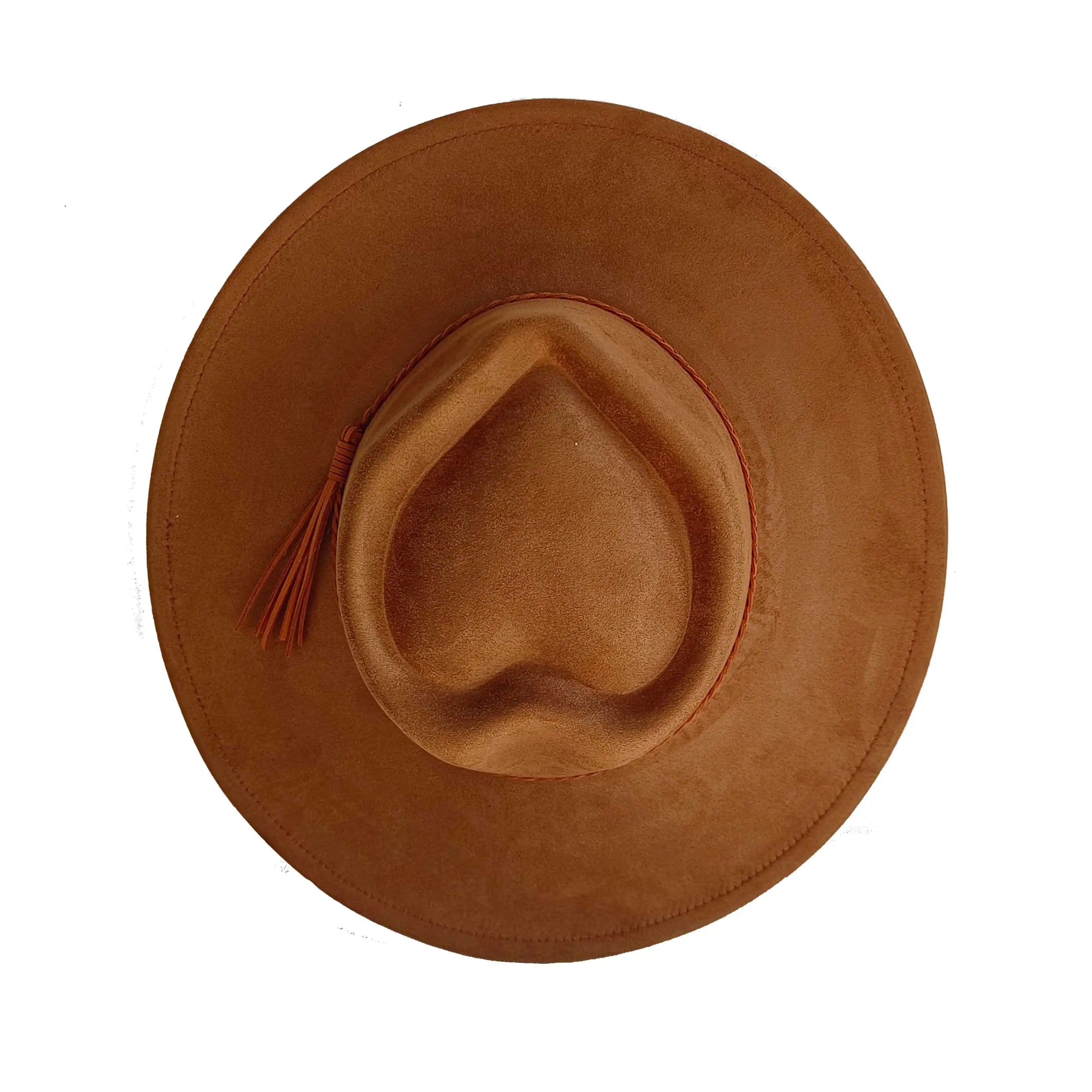 Vegan Suede Hat Teardrop shape 9.5cm Wide Brim Fedora Hat Men's and Women's Autumn and Winter Felt Jazz Hat Classic Church Hat