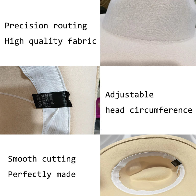 Wool Felt Fedora Hat Wide Brim for Women & Men