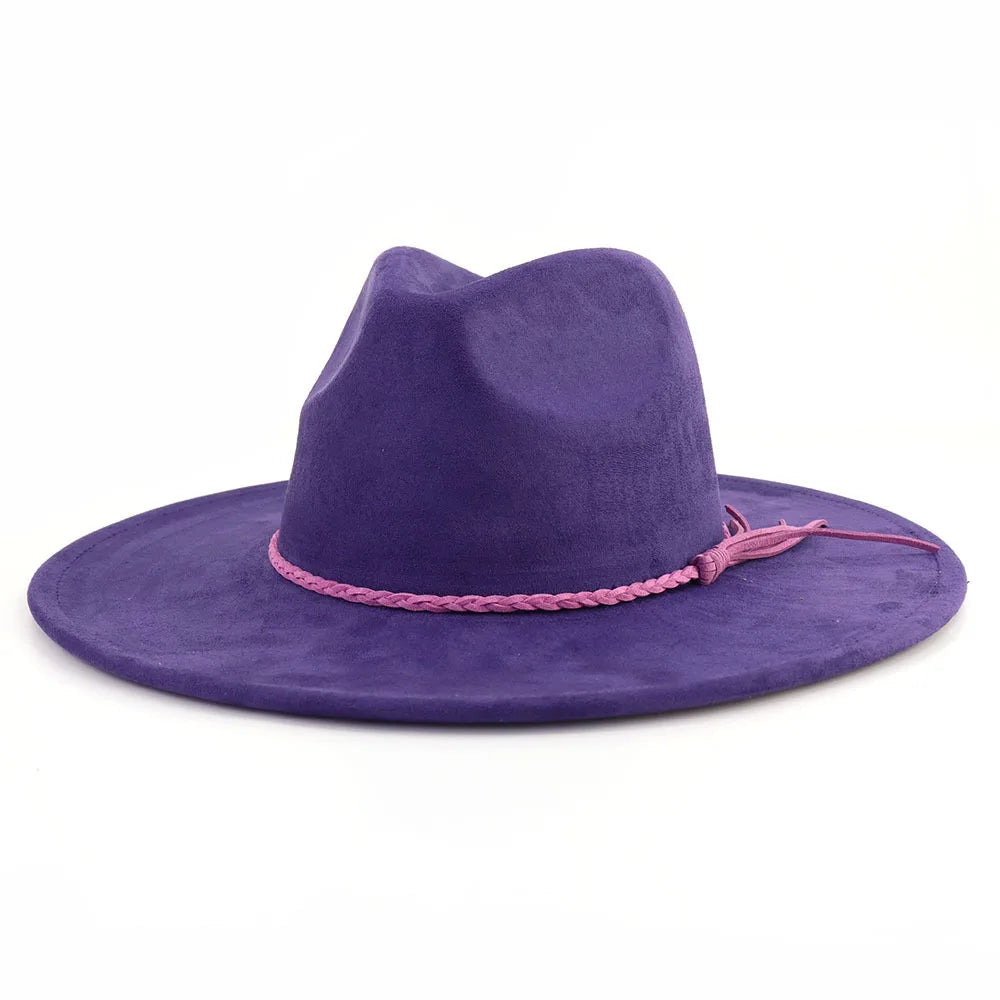 Vegan Suede 9.5cm Wide Brim Fedora Hat