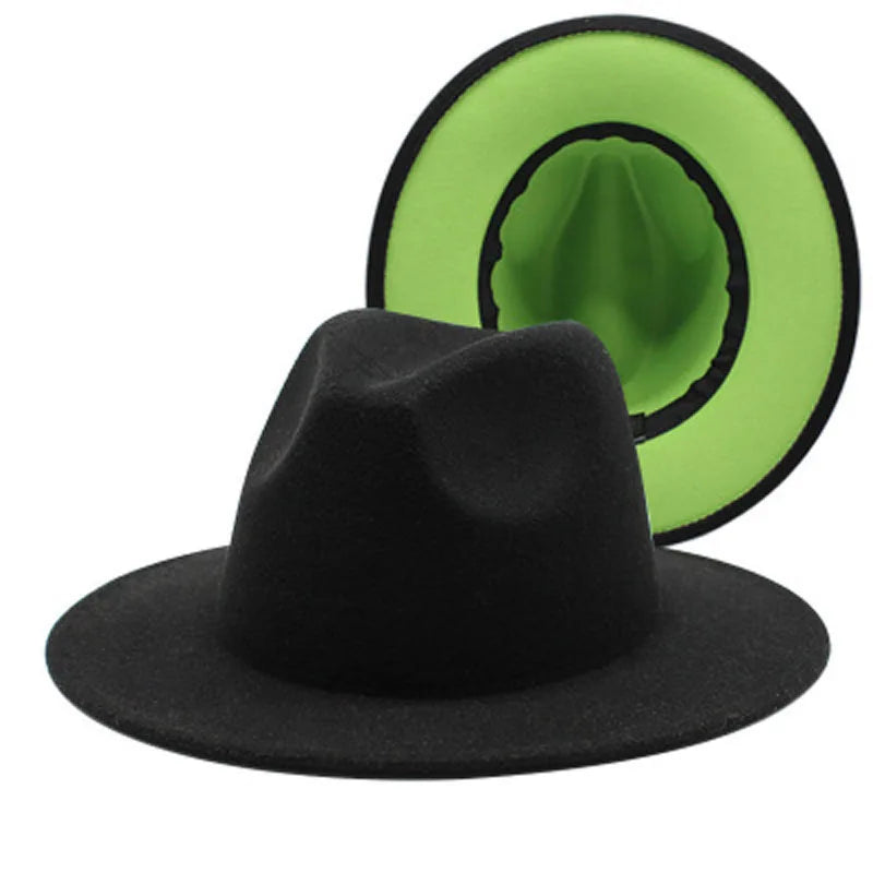 Wool Felt Fedora Hat Wide Brim for Women & Men