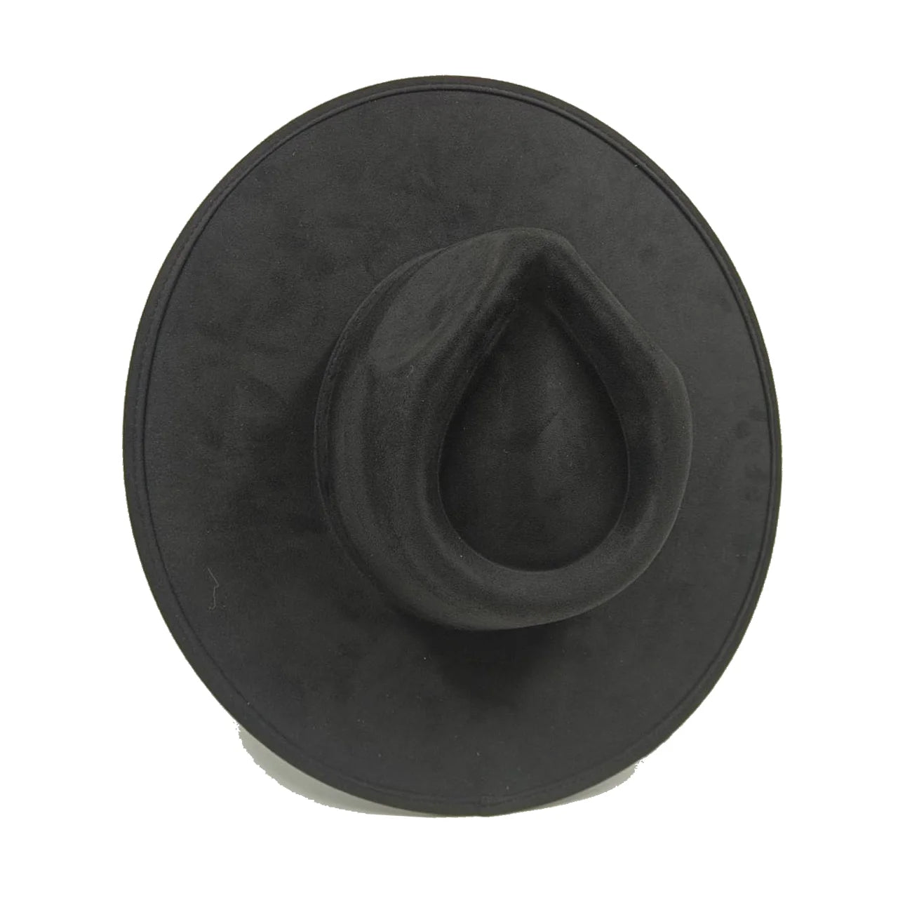 Vegan suede fedora hat with large teardrop top for women with stiff brim flat fashion hat suede hat hats for women