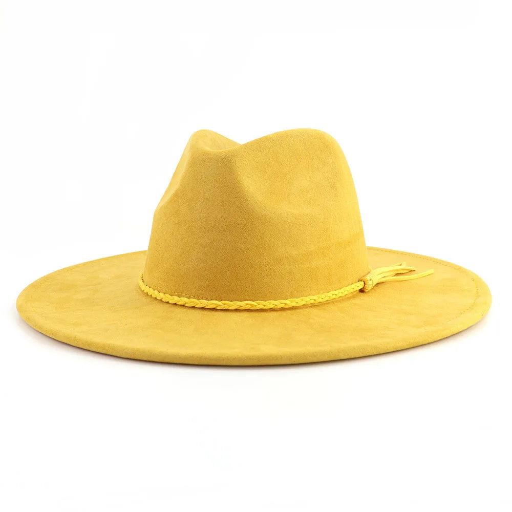 Vegan Suede 9.5cm Wide Brim Fedora Hat