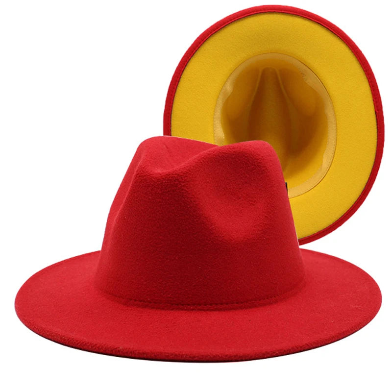 Wool Felt Fedora Hat Wide Brim for Women & Men
