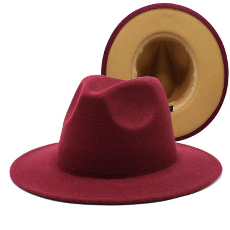 Wool Felt Fedora Hat Wide Brim for Women & Men
