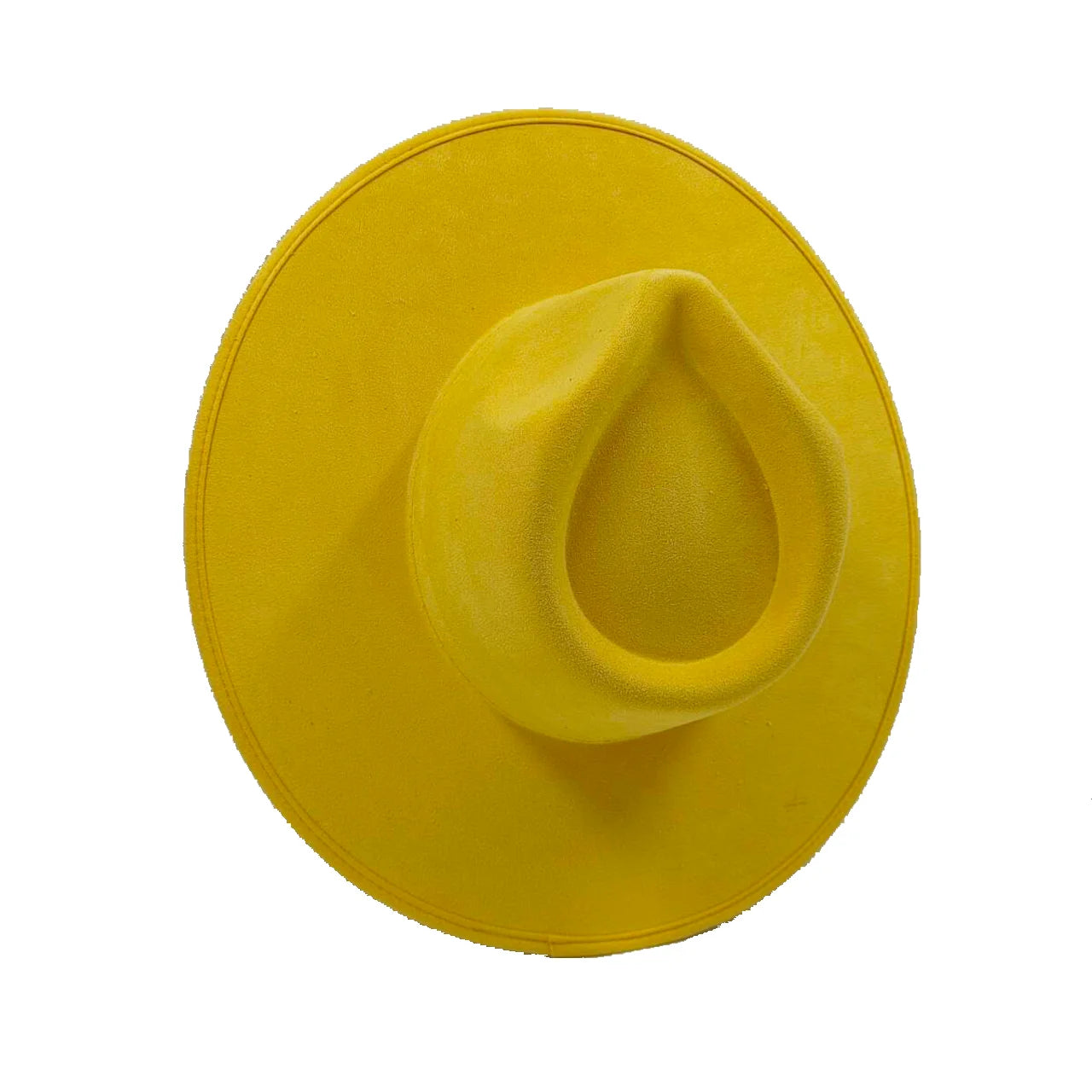 Vegan suede fedora hat with large teardrop top for women with stiff brim flat fashion hat suede hat hats for women