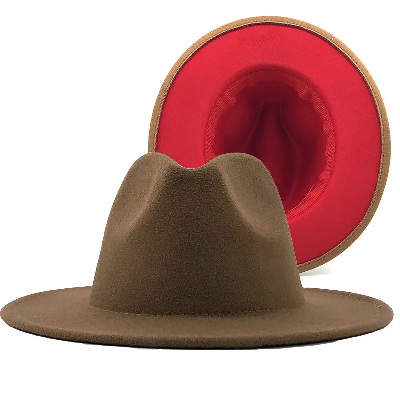 Wool Felt Fedora Hat Wide Brim for Women & Men