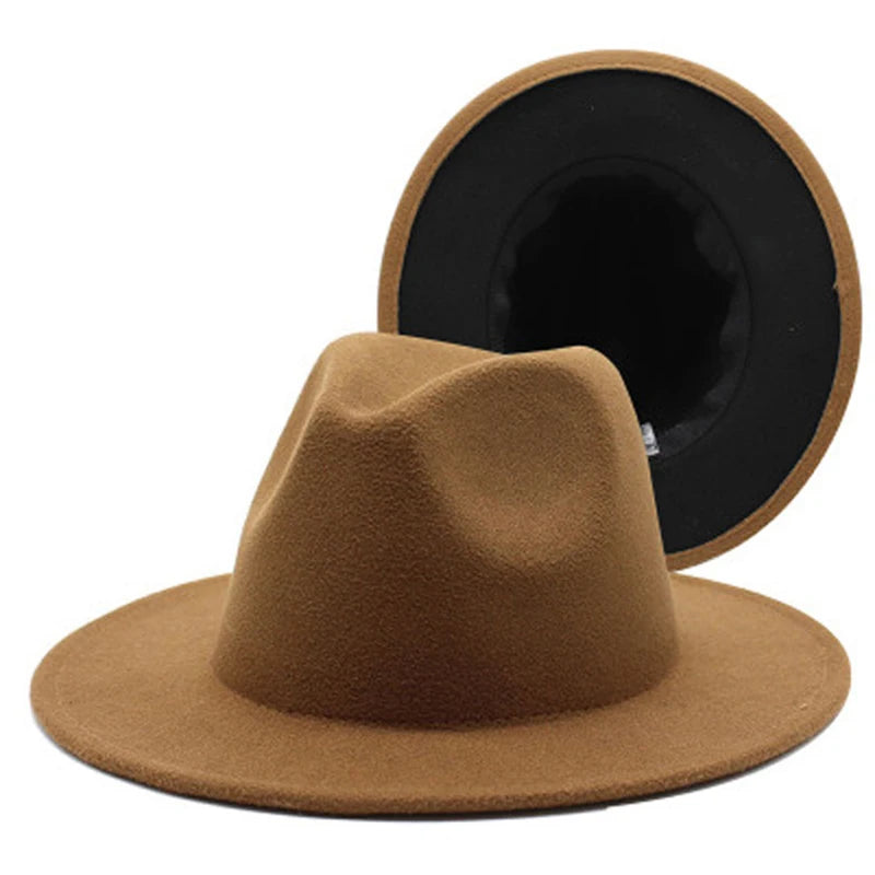 Wool Felt Fedora Hat Wide Brim for Women & Men