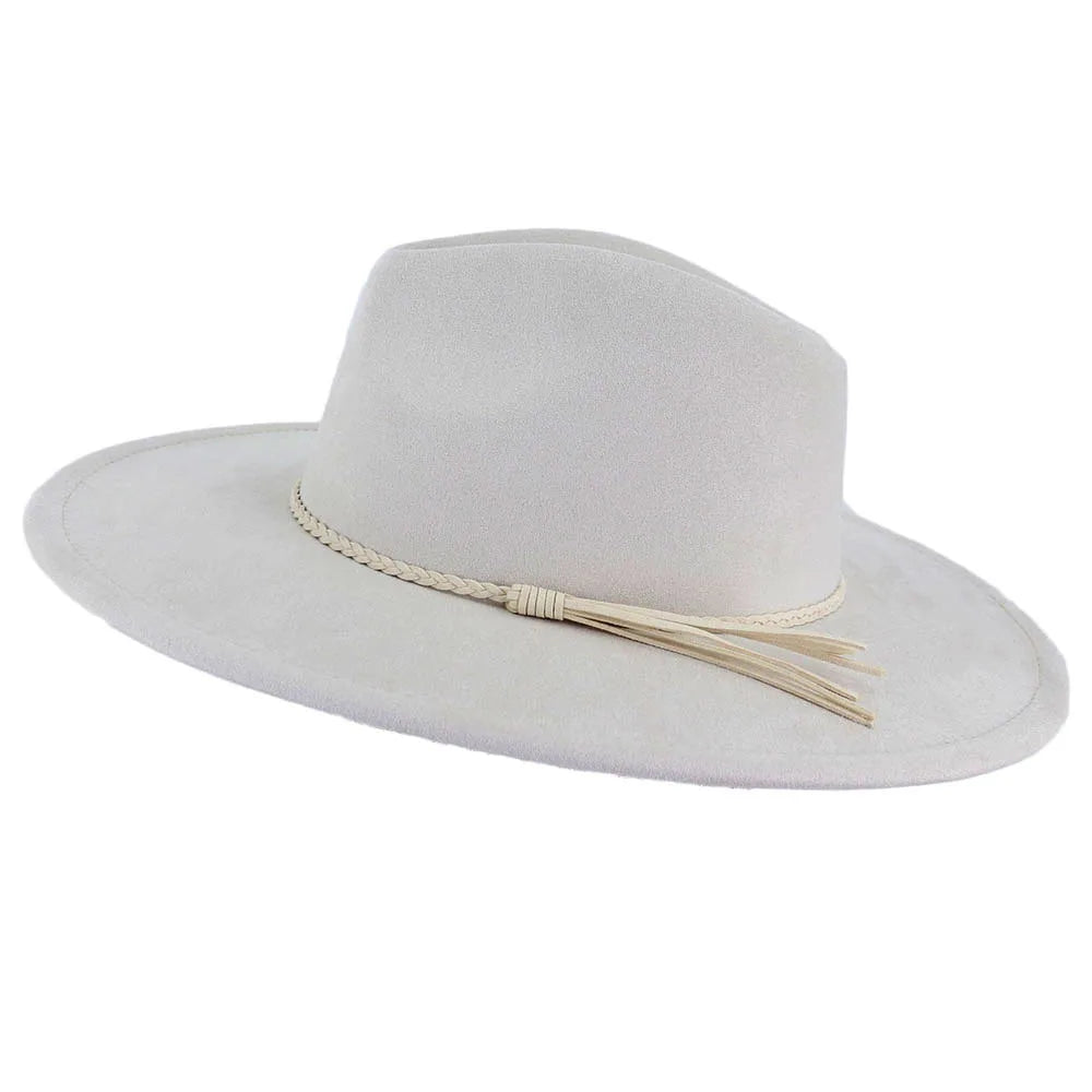 Vegan Suede 9.5cm Wide Brim Fedora Hat