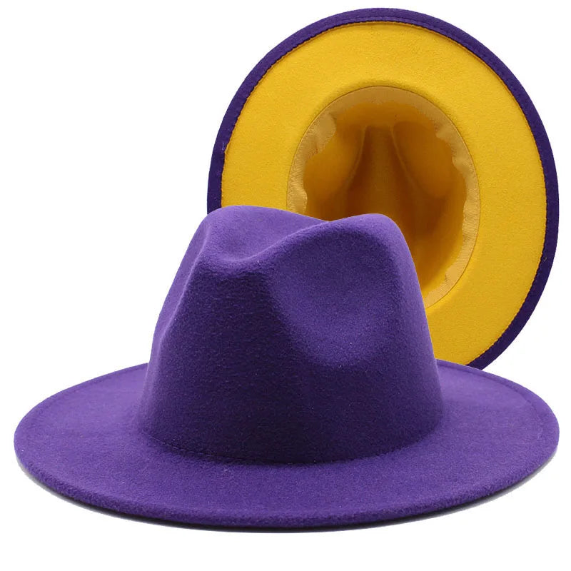 Wool Felt Fedora Hat Wide Brim for Women & Men