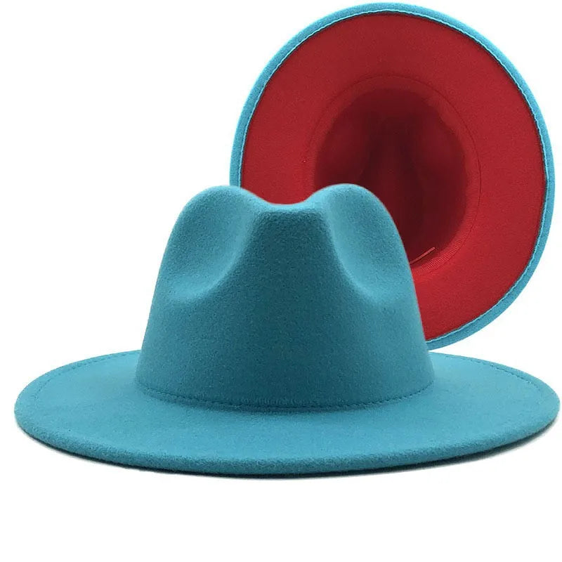 Wool Felt Fedora Hat Wide Brim for Women & Men