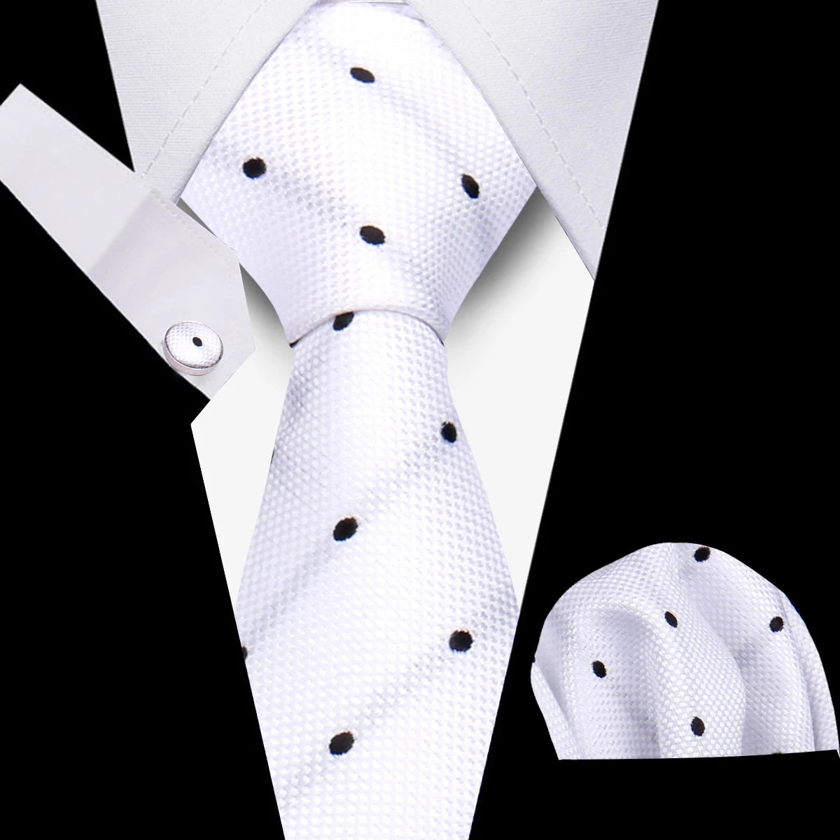 Fashion Elegant Necktie and  Handkerchief w/ Cufflinks (3 Pcs Suit Accessory Set)
