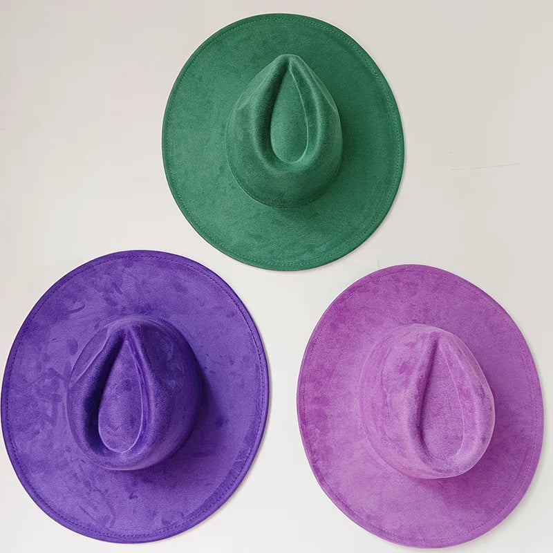 Suede Wide Brim Fedora Hat