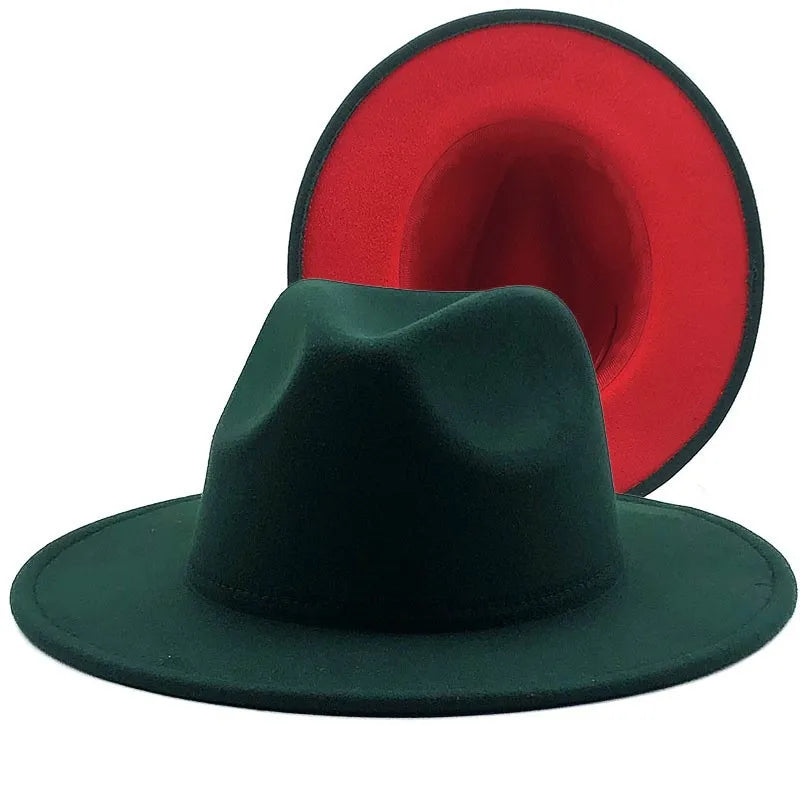 Wool Felt Fedora Hat Wide Brim for Women & Men