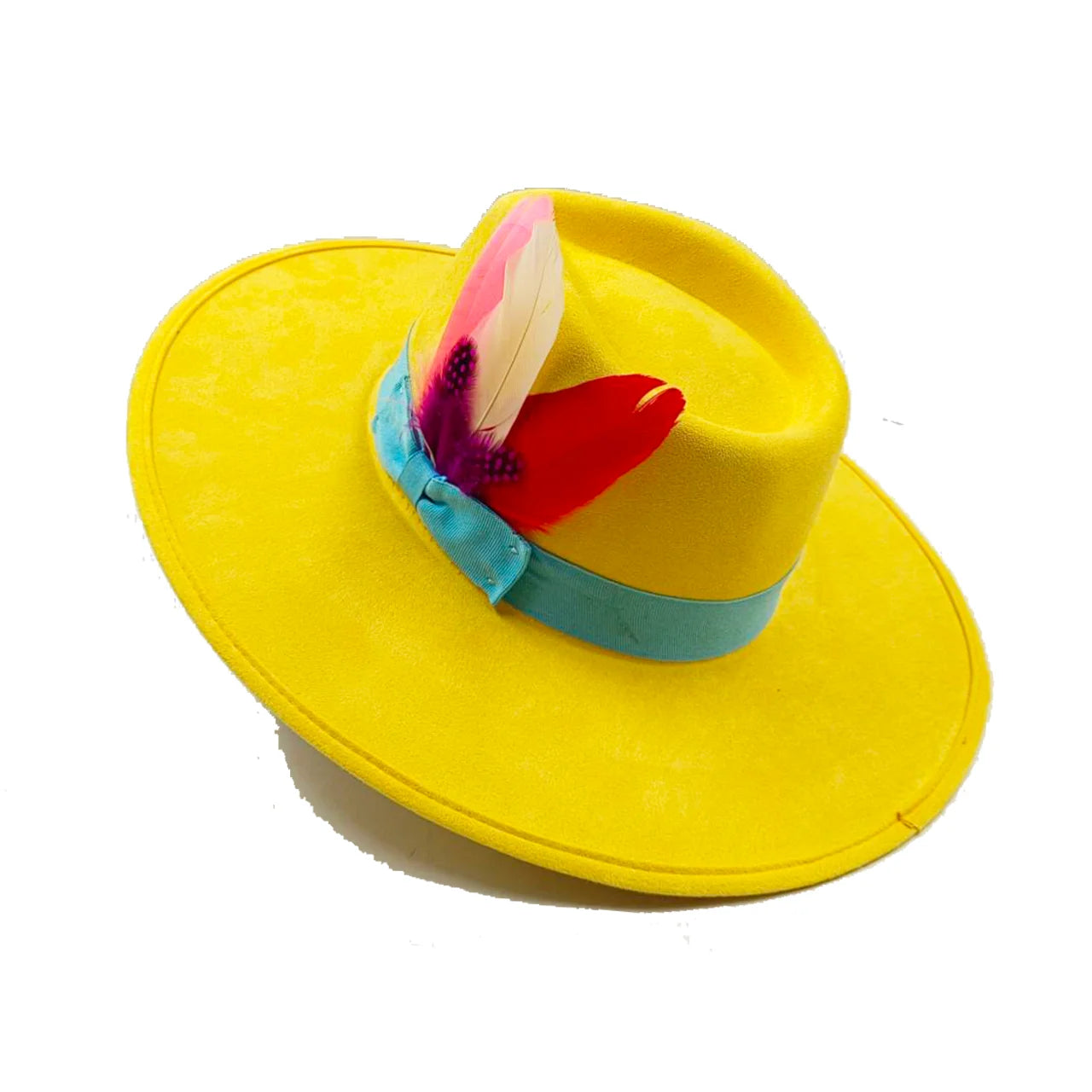 Vegan suede fedora hat with large teardrop top for women with stiff brim flat fashion hat suede hat hats for women