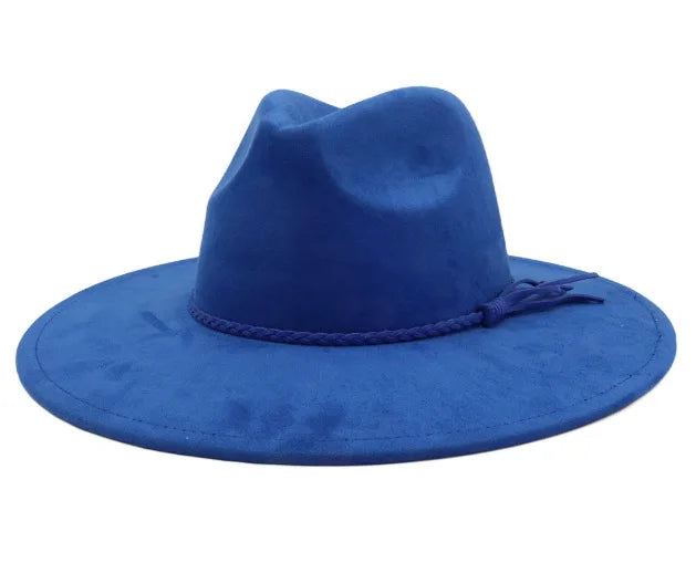 Vegan Suede Hat Teardrop shape 9.5cm Wide Brim Fedora Hat Men's and Women's Autumn and Winter Felt Jazz Hat Classic Church Hat