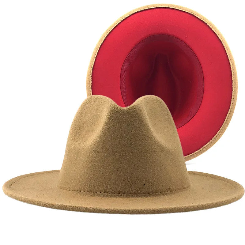 Wool Felt Fedora Hat Wide Brim for Women & Men