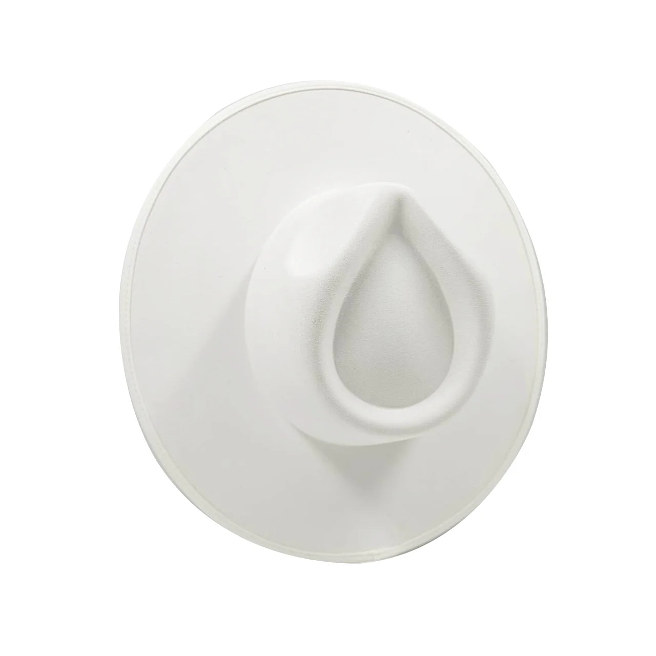 Vegan suede fedora hat with large teardrop top for women with stiff brim flat fashion hat suede hat hats for women