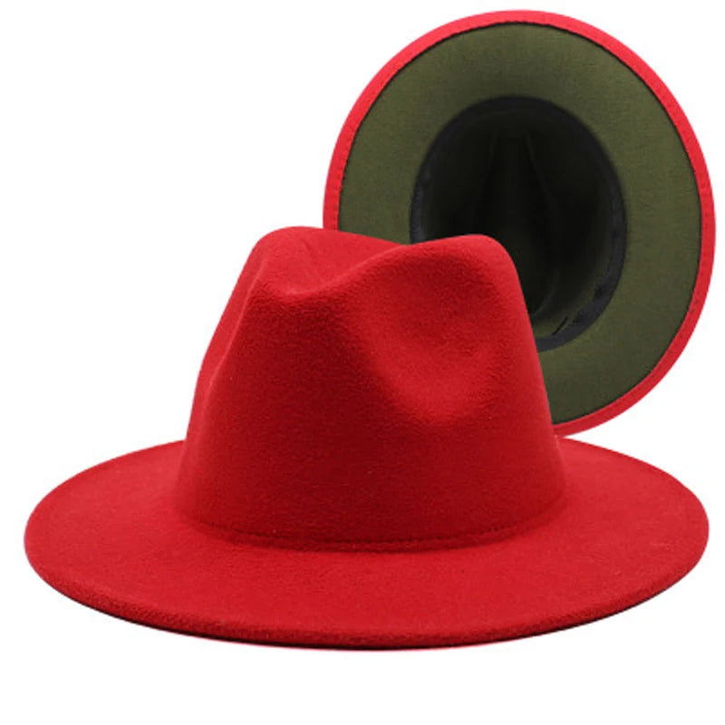 Wool Felt Fedora Hat Wide Brim for Women & Men