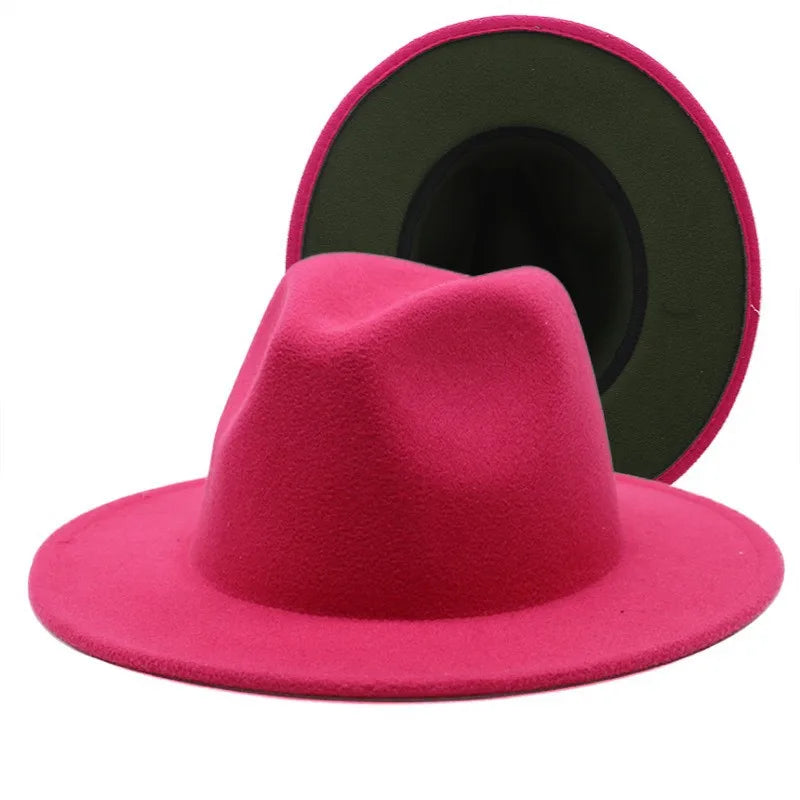 Wool Felt Fedora Hat Wide Brim for Women & Men