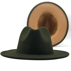Wool Felt Fedora Hat Wide Brim for Women & Men