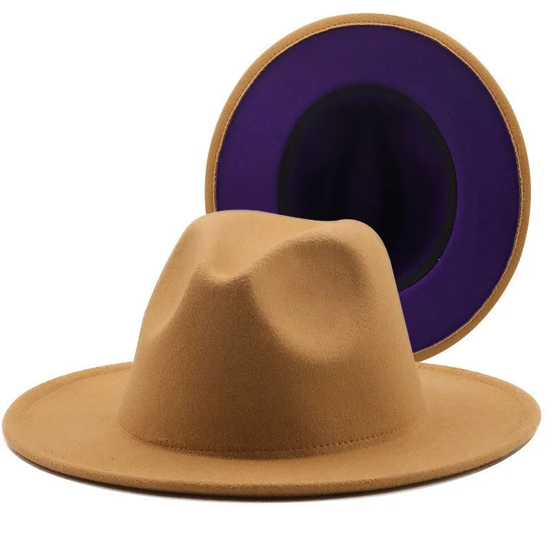 Wool Felt Fedora Hat Wide Brim for Women & Men