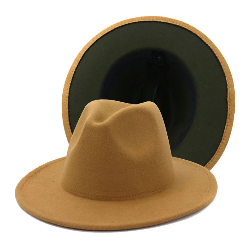 Wool Felt Fedora Hat Wide Brim for Women & Men