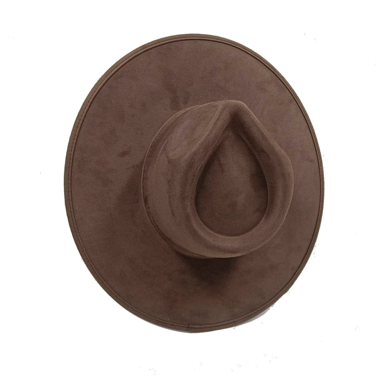 Vegan suede fedora hat with large teardrop top for women with stiff brim flat fashion hat suede hat hats for women
