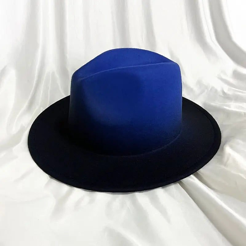 Gradient two-tone tweed flat-brimmed Fedora (unisex)