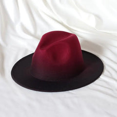 Gradient two-tone tweed flat-brimmed Fedora (unisex)