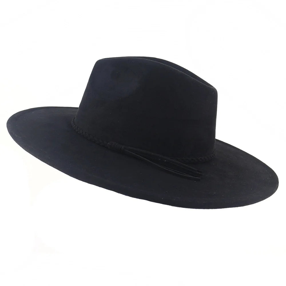 Vegan Suede 9.5cm Wide Brim Fedora Hat