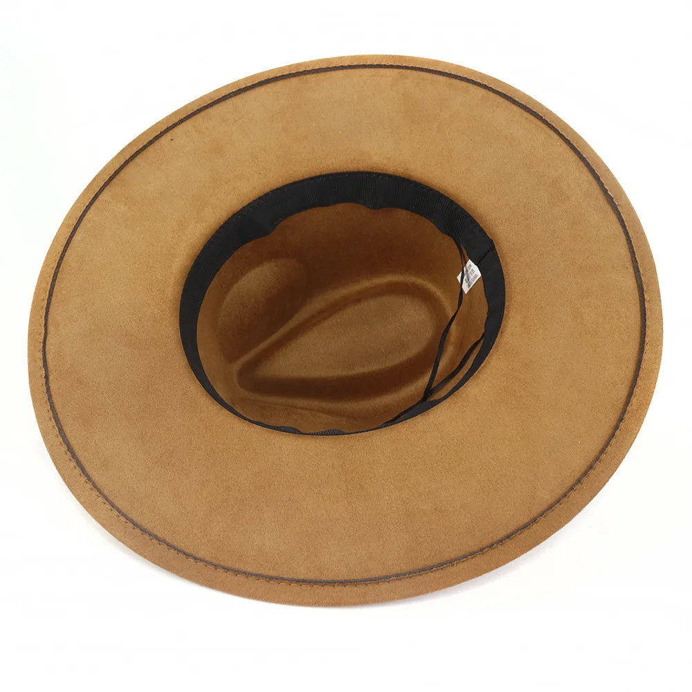 Vegan Suede 9.5cm Wide Brim Fedora Hat