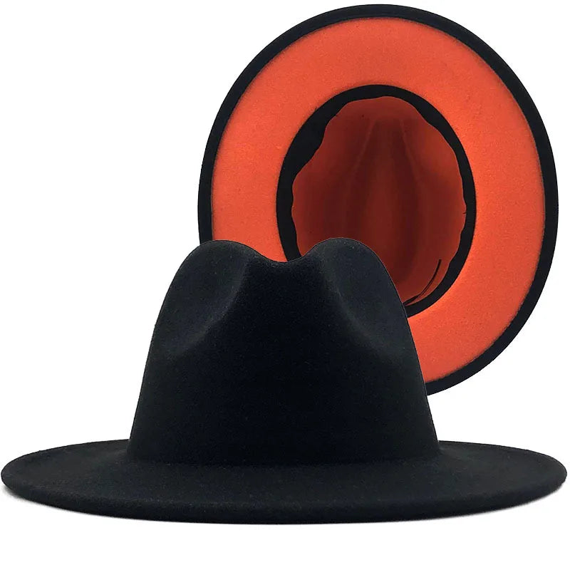 Wool Felt Fedora Hat Wide Brim for Women & Men