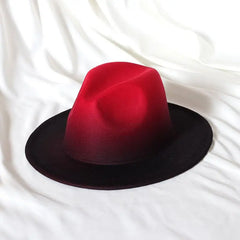Gradient two-tone tweed flat-brimmed Fedora (unisex)