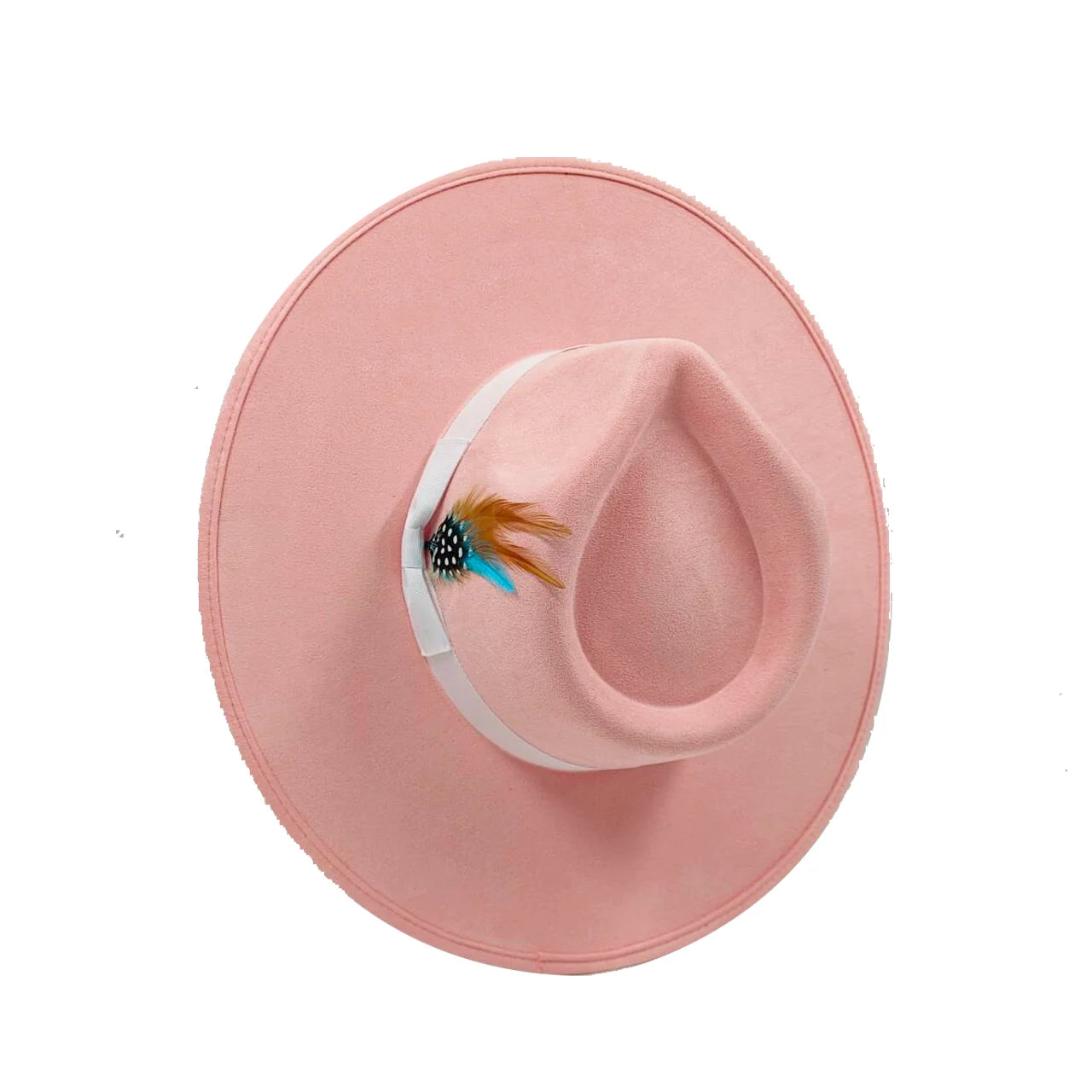 Vegan suede fedora hat with large teardrop top for women with stiff brim flat fashion hat suede hat hats for women